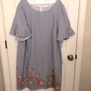 Plus size knee length striped dress